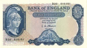 Great Britain - 5 Pounds - P-371 - 1957-67 dated Foreign Paper Money